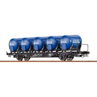 BRAWA 49107 H0 Behältertragwagen Btmms 58 mit Ddikr 621 „Kulmbacher Reichelbräu”, mit Bremserbühne, DB, Ep. IV von BRAWA