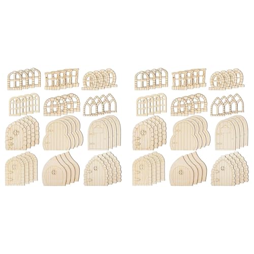 BRCUAT 96 Stück Feentür-Holzgartentüren zum Basteln, Mini-Fenster-Feenhaus-Set, unlackierte Miniatur-Tür, unlackiertes Feenfenster BRCUAT 96 Stück Feentür-Holzgartentüren zum Basteln, Mini-Fenster-Feenhaus-Set, unlackierte Miniatur-Tür, unlackiertes Feenfenster von BRCUAT