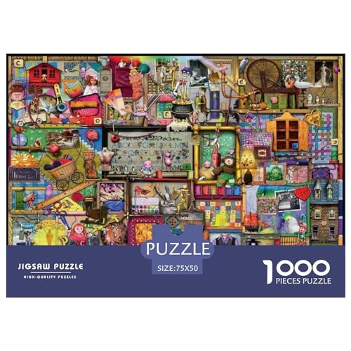 1000 Stück Bastelschränke Puzzle für Erwachsene und Kinder, kreatives rechteckiges Puzzle, Holzpuzzle, lustiges Lernspielzeug, 1000 Stück (75 x 50 cm) von BREAUX