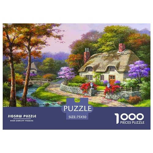 1000 Stück Hütte im Wald Puzzle für Erwachsene und Kinder, kreatives rechteckiges Puzzle, Holzpuzzle, lustiges Lernspielzeug, 1000 Stück (75 x 50 cm) von BREAUX