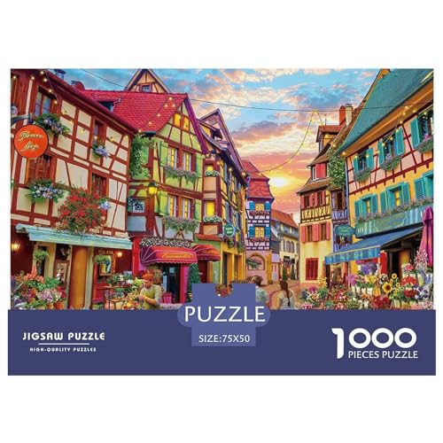 1000 Teile Blumenladen-Puzzle für Erwachsene und Kinder, kreatives rechteckiges Puzzle, Holzpuzzle, lustiges Lernspielzeug, 1000 Teile (75 x 50 cm) von BREAUX