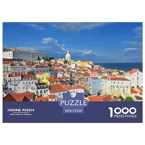 1000 Teile Lissabon-Puzzle für Erwachsene und Kinder, kreatives rechteckiges Puzzle, Holzpuzzle, lustiges Lernspielzeug, 1000 Teile (75 x 50 cm) von BREAUX
