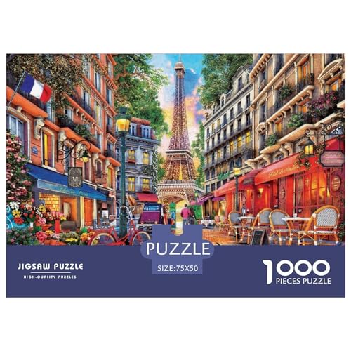 1000 Teile Paris-Puzzle für Erwachsene und Kinder, kreatives rechteckiges Puzzle, Holzpuzzle, lustiges Lernspielzeug, 1000 Teile (75 x 50 cm) von BREAUX