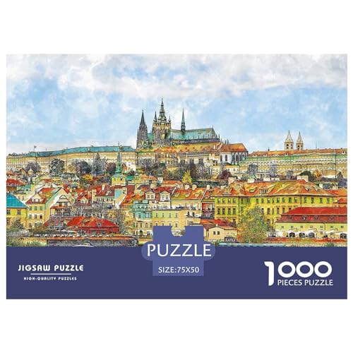 1000 Teile Prag-Bootstour-Puzzle für Erwachsene und Kinder, kreatives rechteckiges Puzzle, Holzpuzzle, lustiges Lernspielzeug, 1000 Teile (75 x 50 cm) von BREAUX
