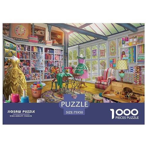 1000 Teile Puzzle, Nähzimmer-Puzzles für Erwachsene, Holzbrett-Puzzles, herausforderndes Spiel, 1000 Teile (75 x 50 cm) von BREAUX