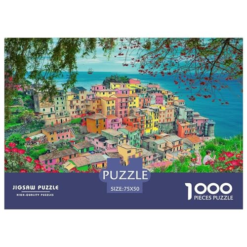 1000 Teile Puzzle Küstenstadt Puzzles für Erwachsene Holzbrettpuzzles Anspruchsvolles Spiel 1000 Teile (75x50cm) von BREAUX