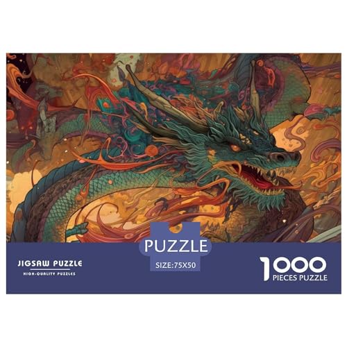 1000 Teile Puzzles Drachen Holzpuzzles Anspruchsvolles Spiel Quadratische Puzzles für Erwachsene und Kinder 1000 Teile (75 x 50 cm) von BREAUX