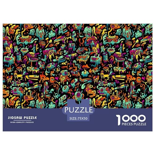 1000 Teile Puzzles Horror Psychedelic Puzzles für Erwachsene Holzpuzzles Lernspiel für Erwachsene Kinder 1000 Teile (75x50cm) von BREAUX