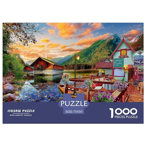 1000 Teile Puzzles Kanu See Holzpuzzles Anspruchsvolles Spiel Quadratische Puzzles für Erwachsene und Kinder 1000 Teile (75 x 50 cm) von BREAUX