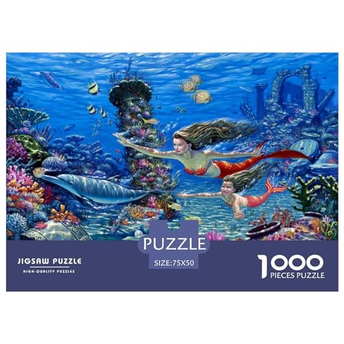 1000 Teile Puzzles Ozeanwelt Holzpuzzles Herausforderndes Spiel Quadratische Puzzles für Erwachsene und Kinder 1000 Teile (75 x 50 cm) von BREAUX
