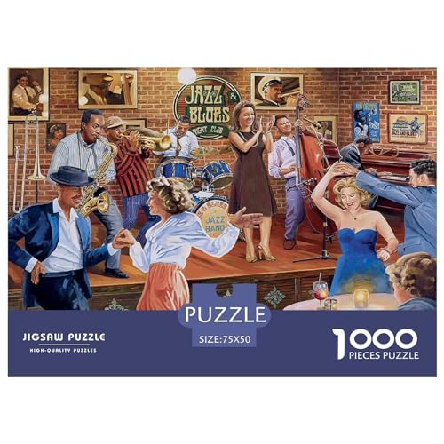 1000 Teile kreative Puzzles, Jazz-Club-Geschenk-Puzzles, rechteckiges Puzzle-Spielzeug für Erwachsene, 1000 Stück (75 x 50 cm) von BREAUX