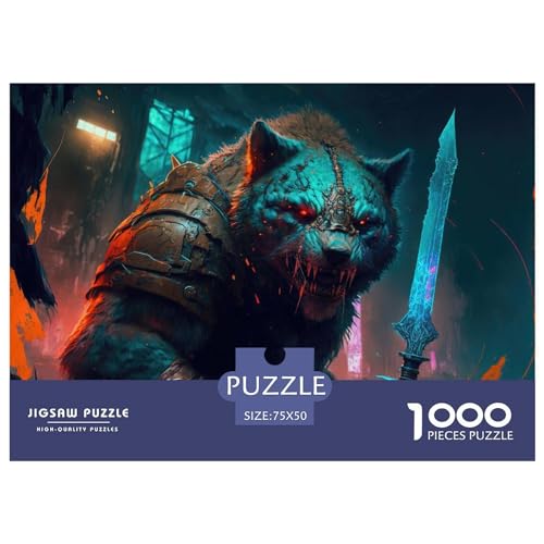 1000 Teile kreative Puzzles Bär Krieger Geschenk Puzzles rechteckiges Puzzle Spielzeug für Erwachsene 1000 Teile (75 x 50 cm) von BREAUX