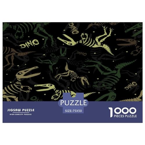 1000 Teile kreative Puzzles Dinosaurier-Vektor-Geschenk-Puzzles rechteckiges Puzzle-Spielzeug für Erwachsene 1000 Stück (75 x 50 cm) von BREAUX