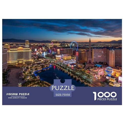1000 Teile kreative Puzzles Las Vegas Geschenk-Puzzles rechteckiges Puzzle-Spielzeug für Erwachsene 1000 Stück (75 x 50 cm) von BREAUX