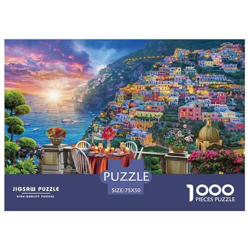 1000 Teile kreative Puzzles Positano Coast Geschenkpuzzles rechteckiges Puzzlespielzeug für Erwachsene 1000 Stück (75 x 50 cm) von BREAUX