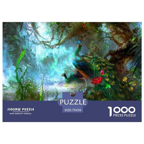 1000 Teile kreatives Puzzle, Tier-Pfau-Geschenk-Puzzle, rechteckiges Puzzle-Spielzeug für Erwachsene, 1000 Stück (75 x 50 cm) von BREAUX