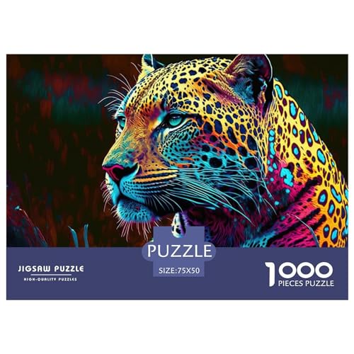 1000-teiliges Holzpuzzle „Leopardentier“ für Erwachsene und Kinder zum Stressabbau, 1000 Teile (75 x 50 cm) von BREAUX