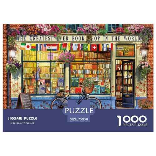 1000-teiliges Puzzle, Buchhandlungspuzzle für Erwachsene, Holzpuzzle, Lernspiel für erwachsenes Kind, 1000 Teile (75 x 50 cm) von BREAUX