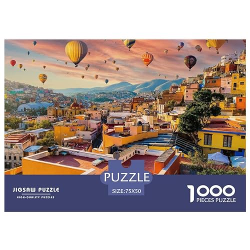 1000-teiliges Puzzle, Dorf unter Sonnenuntergang, für Erwachsene und Kinder, Holzpuzzle, Lernspielzeug, 1000 Teile (75 x 50 cm) von BREAUX