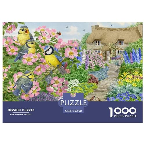 1000-teiliges Puzzle, Gartenvogel-Puzzle für Erwachsene, Holzpuzzle, Lernspiel für Erwachsene, Kind, 1000 Teile (75 x 50 cm) von BREAUX