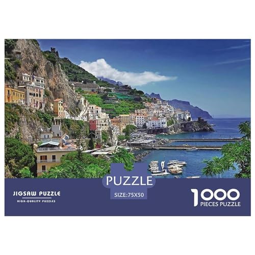 1000-teiliges Puzzle, Meer, Amalfiküste, für Erwachsene, Kinder, Holzpuzzle, Lernspielzeug, 1000 Teile (75 x 50 cm) von BREAUX