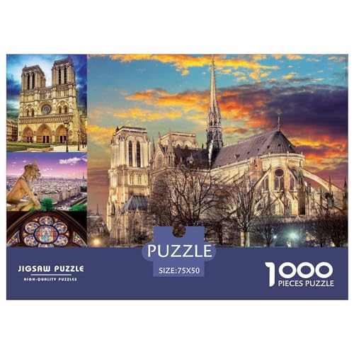 1000-teiliges Puzzle, Notre-Dame-Puzzle für Erwachsene, Holzpuzzle, Lernspiel für Erwachsene, Kind, 1000 Teile (75 x 50 cm) von BREAUX