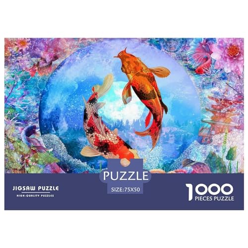 1000-teiliges Puzzle, Sommer-Koi-Puzzles für Erwachsene, Holzpuzzle, Lernspiel für Erwachsene, Kinder, 1000 Teile (75 x 50 cm) von BREAUX