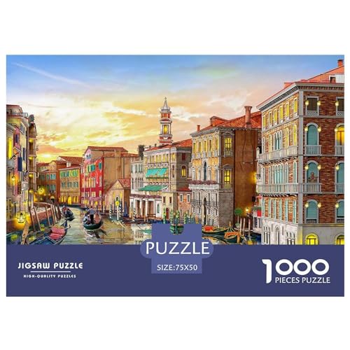 1000-teiliges Puzzle, Venedig-Stadt, für Erwachsene, Kinder, Holzpuzzle, Lernspielzeug, 1000 Teile (75 x 50 cm) von BREAUX