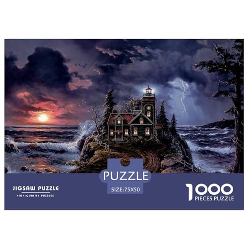 1000-teiliges Puzzle, stürmische Nacht, für Erwachsene und Kinder, Holzpuzzle, Lernspielzeug, 1000 Teile (75 x 50 cm) von BREAUX