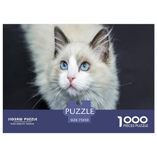 1000-teiliges Puzzle für Erwachsene, Katzen-Puzzle-Sets für die Familie, Holzpuzzle, Gehirn-Herausforderungspuzzle, 1000 Teile (75 x 50 cm) von BREAUX