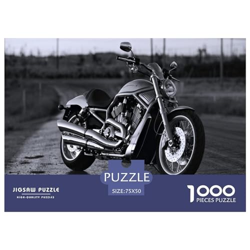 1000-teiliges Puzzle für Erwachsene, Motorrad-Geschenke, kreative rechteckige Puzzles, Holzpuzzle 1000 Teile (75 x 50 cm) von BREAUX