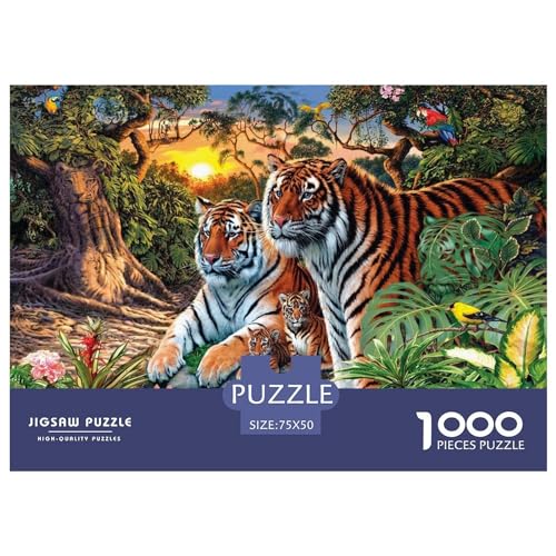 1000-teiliges Puzzle für Erwachsene, Tiger-Puzzle-Sets für Familien, Holzpuzzles, Gehirn-Herausforderungspuzzle, 1000 Teile (75 x 50 cm) von BREAUX