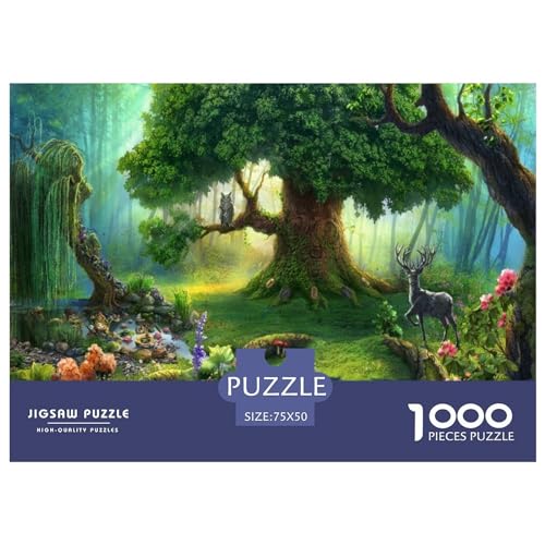1000-teiliges Puzzle für Erwachsene, Wunderland-Wald-Geschenke, kreative rechteckige Puzzles, Holzpuzzle 1000 Teile (75 x 50 cm) von BREAUX