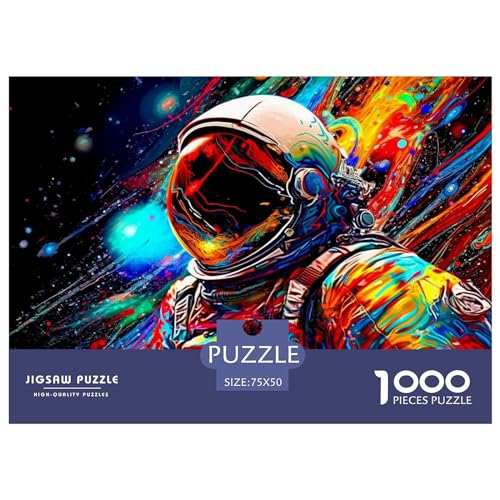 1000-teiliges Puzzle für Erwachsene, buntes Astronauten-Holzpuzzle, Familienunterhaltungsspielzeug, 1000 Teile (75 x 50 cm) von BREAUX