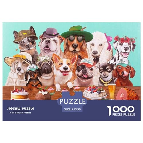 1000-teiliges Puzzle für Erwachsene, süße Hundegeschenke, kreative rechteckige Puzzles, Holzpuzzle 1000 Teile (75 x 50 cm) von BREAUX
