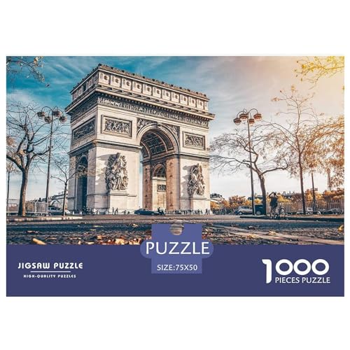1000-teiliges rechteckiges Puzzle für Erwachsene, Arc De Triomphe, kreative Puzzle-Herausforderung, Spielzeugpuzzle, 1000 Teile (75 x 50 cm) von BREAUX