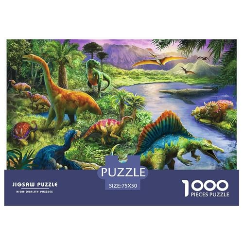 1000-teiliges rechteckiges Puzzle für Erwachsene, Dinosaurierwelt, kreative Puzzle-Herausforderung, Spielzeugpuzzle, 1000 Teile (75 x 50 cm) von BREAUX