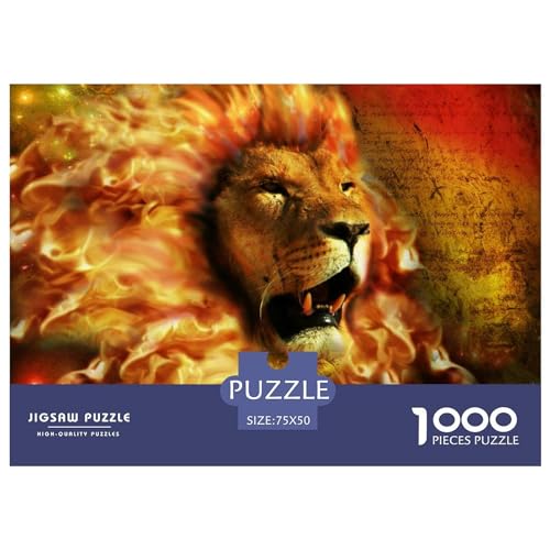 1000-teiliges rechteckiges Puzzle für Erwachsene, Löwe, kreative Puzzle-Herausforderung, Spielzeugpuzzle, 1000 Teile (75 x 50 cm) von BREAUX