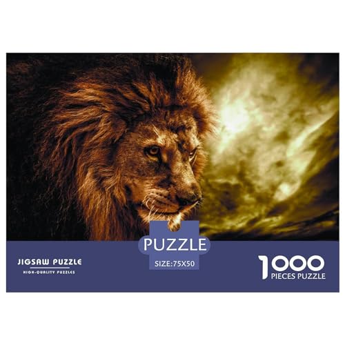 1000-teiliges rechteckiges Puzzle für Erwachsene, Löwe, kreative Puzzle-Herausforderung, Spielzeugpuzzle, 1000 Teile (75 x 50 cm) von BREAUX