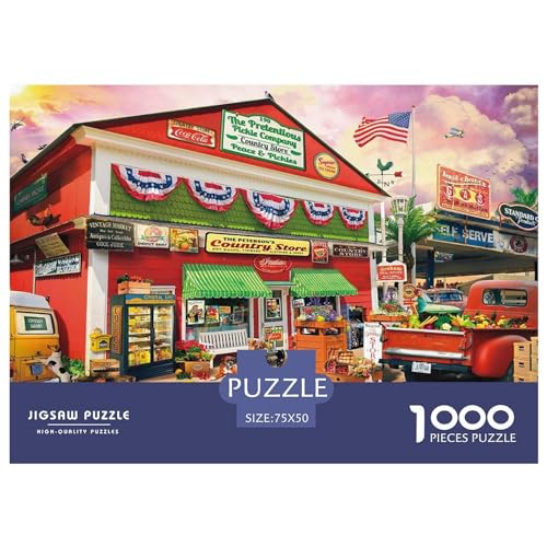 1000-teiliges rechteckiges Puzzle für Erwachsene Country Store Kreative Puzzle-Herausforderungs-Spielzeugpuzzles 1000 Stück (75 x 50 cm) von BREAUX