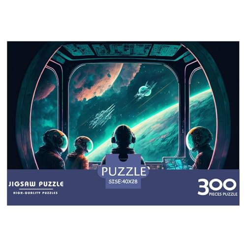 300-teiliges Puzzle für Erwachsene, Astronauten-Puzzlesets für die Familie, Holzpuzzle, Gehirn-Herausforderungspuzzle, 300 Teile (40 x 28 cm) von BREAUX