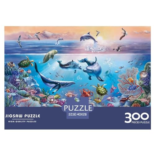 300-teiliges Puzzle für Erwachsene, Meereswelt-Geschenke, kreative rechteckige Puzzles, Holzpuzzle 300 Teile (40 x 28 cm) von BREAUX