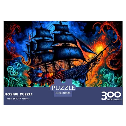 300-teiliges Puzzle für Erwachsene, Piratenschiff, Holzpuzzle, Familienunterhaltungsspielzeug, 300 Teile (40 x 28 cm) von BREAUX