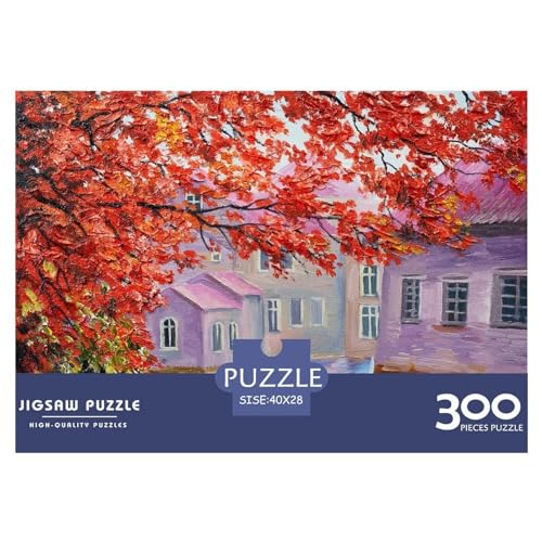300-teiliges Puzzle für Erwachsene, rotes Ahornhaus, Holzpuzzle, Familienunterhaltungsspielzeug, 300 Teile (40 x 28 cm) von BREAUX