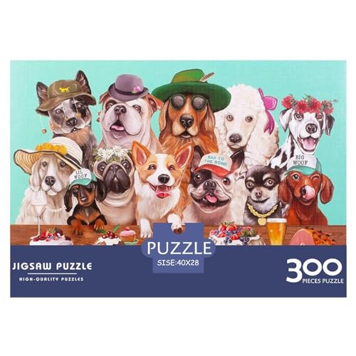 300-teiliges Puzzle für Erwachsene, süße Hundegeschenke, kreative rechteckige Puzzles, Holzpuzzle 300 Teile (40 x 28 cm) von BREAUX