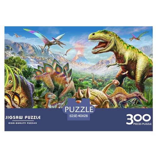 300-teiliges rechteckiges Puzzle für Erwachsene, Dinosaurierwelt, kreative Puzzle-Herausforderung, Spielzeugpuzzle, 300 Teile (40 x 28 cm) von BREAUX