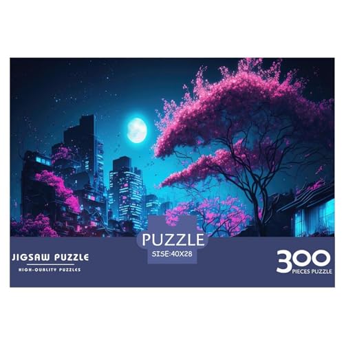 300-teiliges rechteckiges Puzzle für Erwachsene, Neonlandschaft () Kreative Puzzle-Herausforderung, Spielzeugpuzzle, 300 Teile (40 x 28 cm) von BREAUX