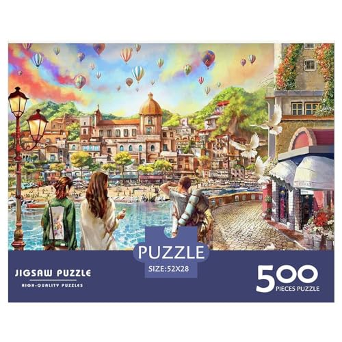 500 Teile Puzzles Positano Holzpuzzles Anspruchsvolles Spiel Quadratische Puzzles für Erwachsene und Kinder 500 Teile (52 x 38 cm) von BREAUX