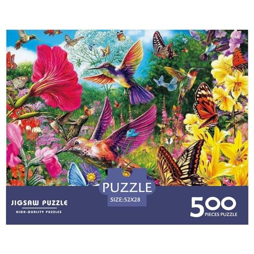 500 Teile Puzzles Schmetterlinge und Vögel Holzpuzzles Herausforderndes Spiel Quadratische Puzzles für Erwachsene und Kinder 500 Teile (52 x 38 cm) von BREAUX