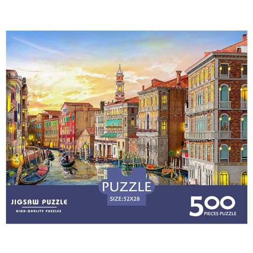 500 Teile Puzzles Venedig Grand Canal Holzpuzzles Anspruchsvolles Spiel Quadratische Puzzles für Erwachsene und Kinder 500 Teile (52 x 38 cm) von BREAUX